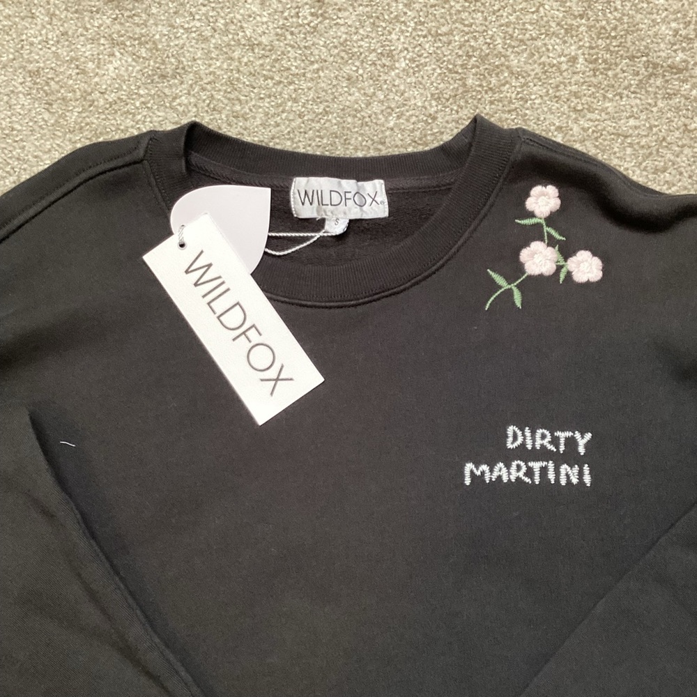 NEW Wildfox Dirty Martini Roadtrip Sweatshirt | Pirate Black Small - Picture 7 of 10